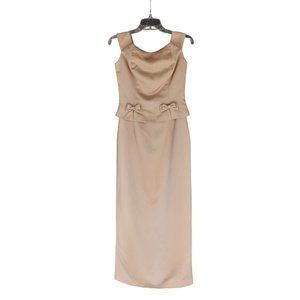 Women's Vintage Jessica McClintock Champagne Satin Full Length Gown 6